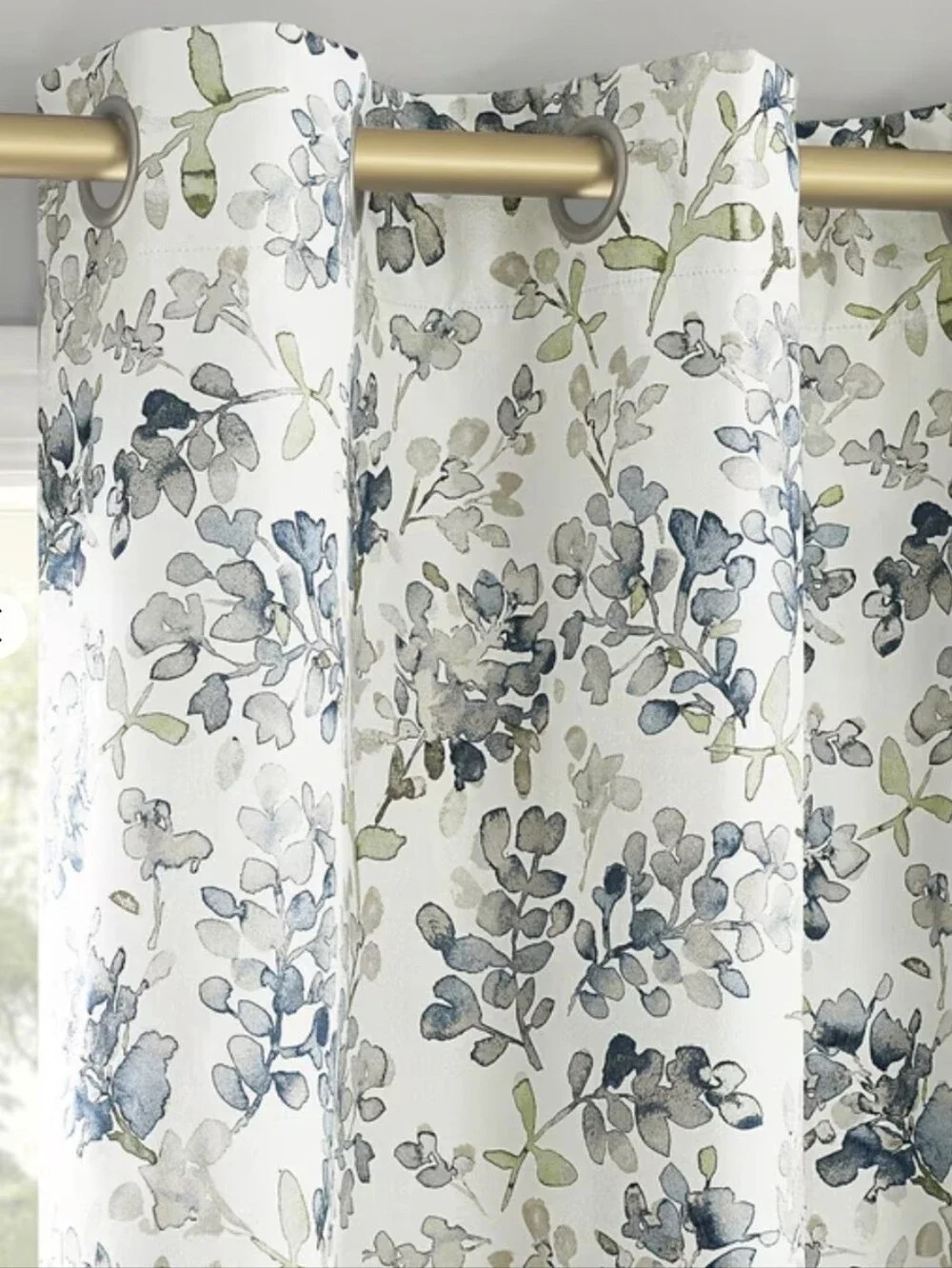 Sun Zero Room Darkening Grommet Curtains 2 Panels Gray Blue Floral
